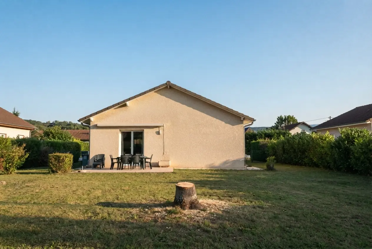 Jardin dégagé après abattage d'un tilleul à Barberaz