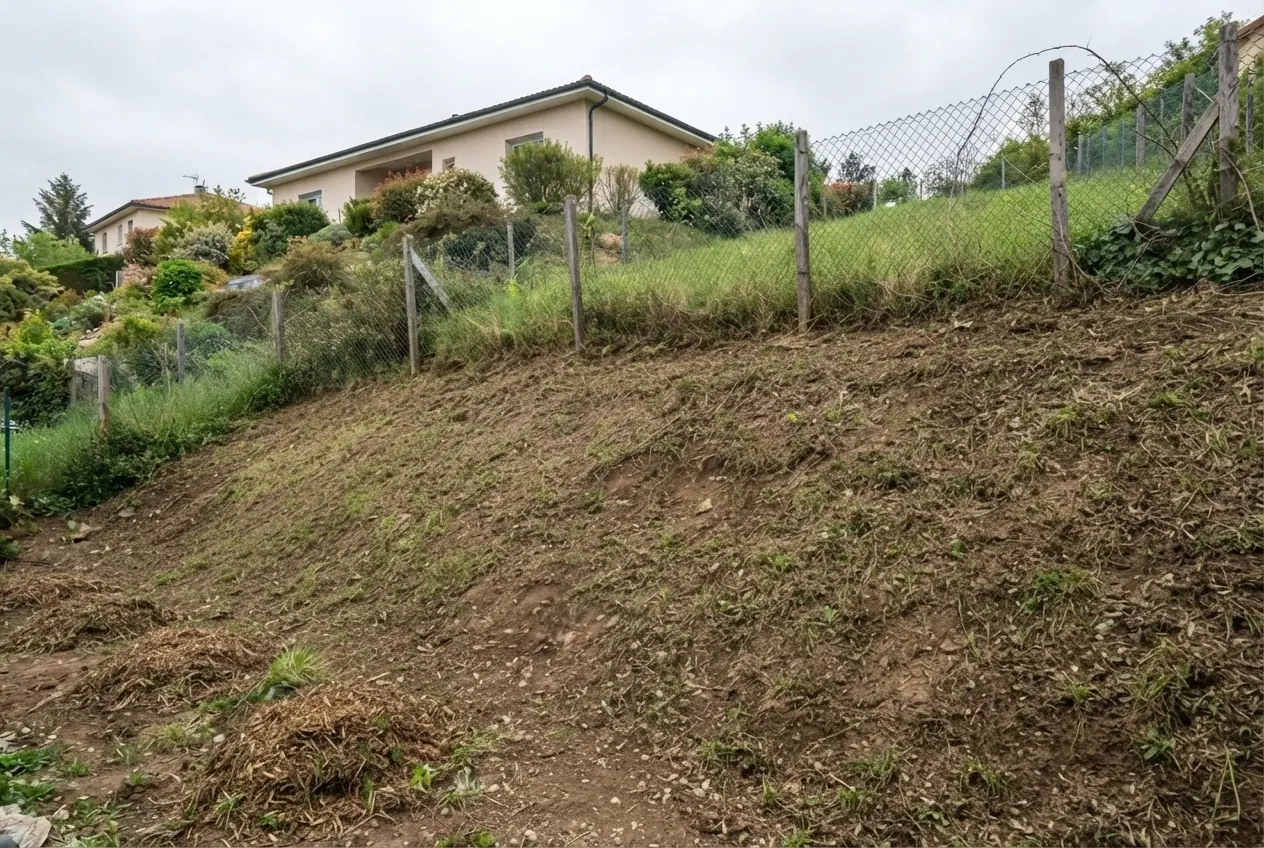 Talus dégagé après débroussaillage à Bassens