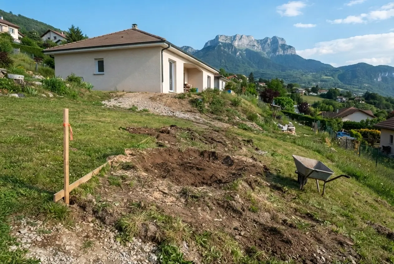 Jardin nivelé après rognage de la souche à Barberaz