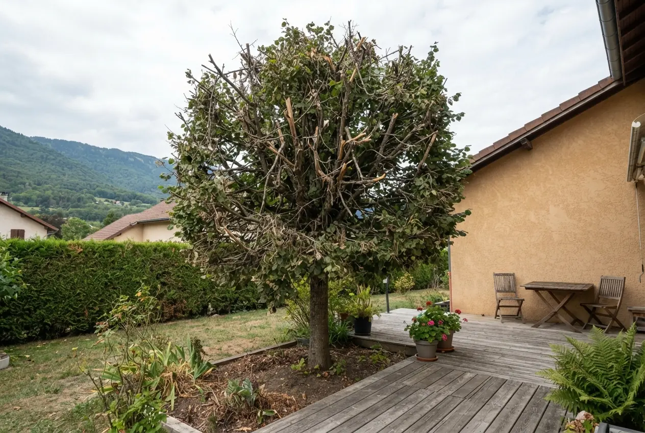 Tilleul au houppier dense avant taille à Chambéry