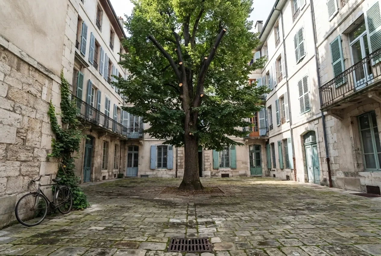 Houppier allégé et sécurisé après intervention du grimpeur à Chambéry