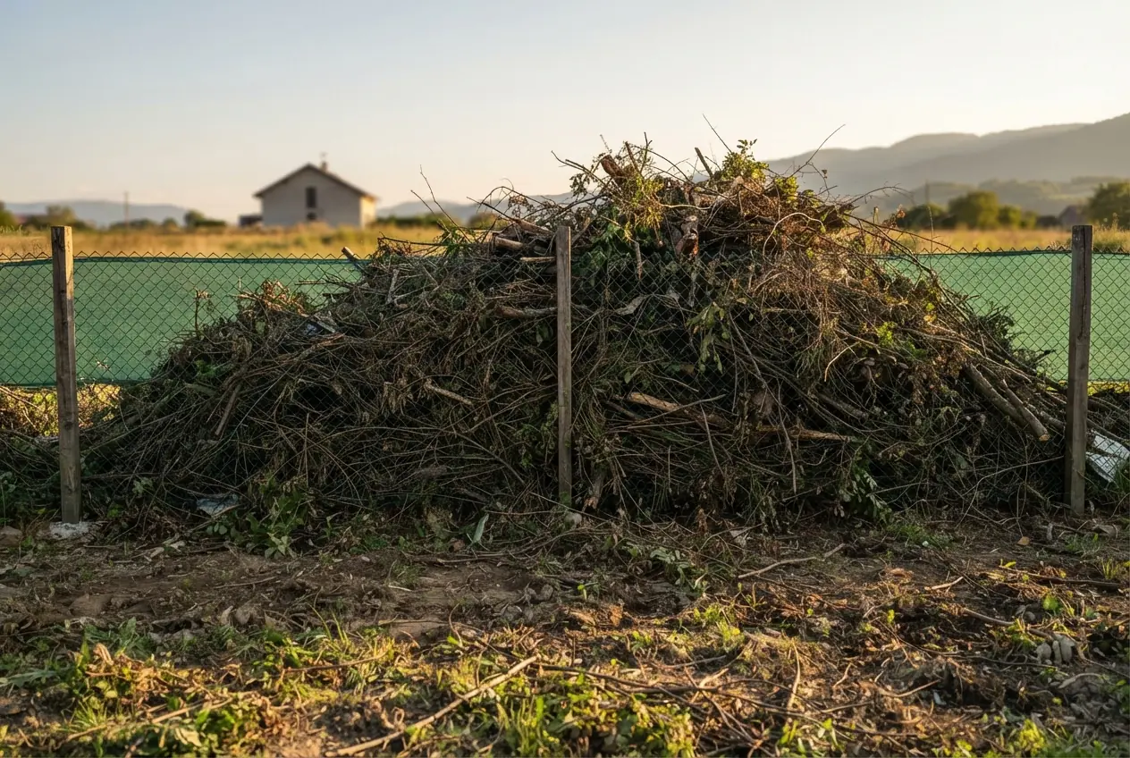 Broussailles et bois mort avant ramassage à La Ravoire